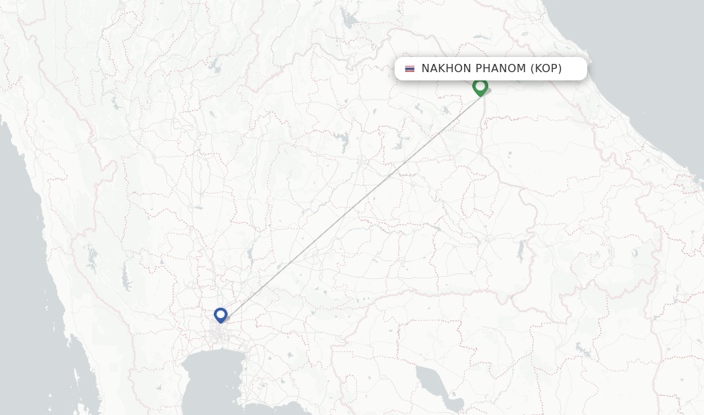 Route map with flights from Nakhon Phanom with Thai AirAsia