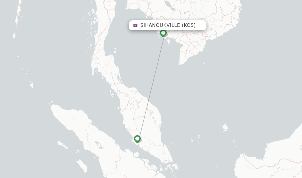 Route map with flights from Sihanoukville with AirAsia