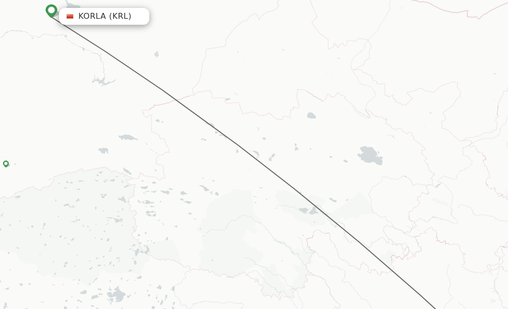 Flights from Korla to Chengdu route map