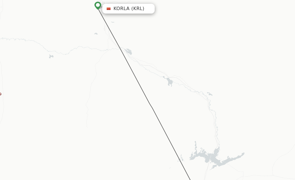 Flights from Korla to Ruogiang route map