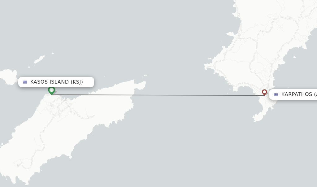 Flights from Kasos Island to Karpathos route map