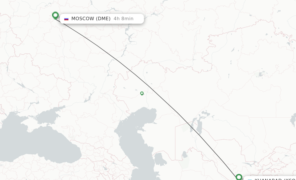 Flights from Qarshi to Moscow route map