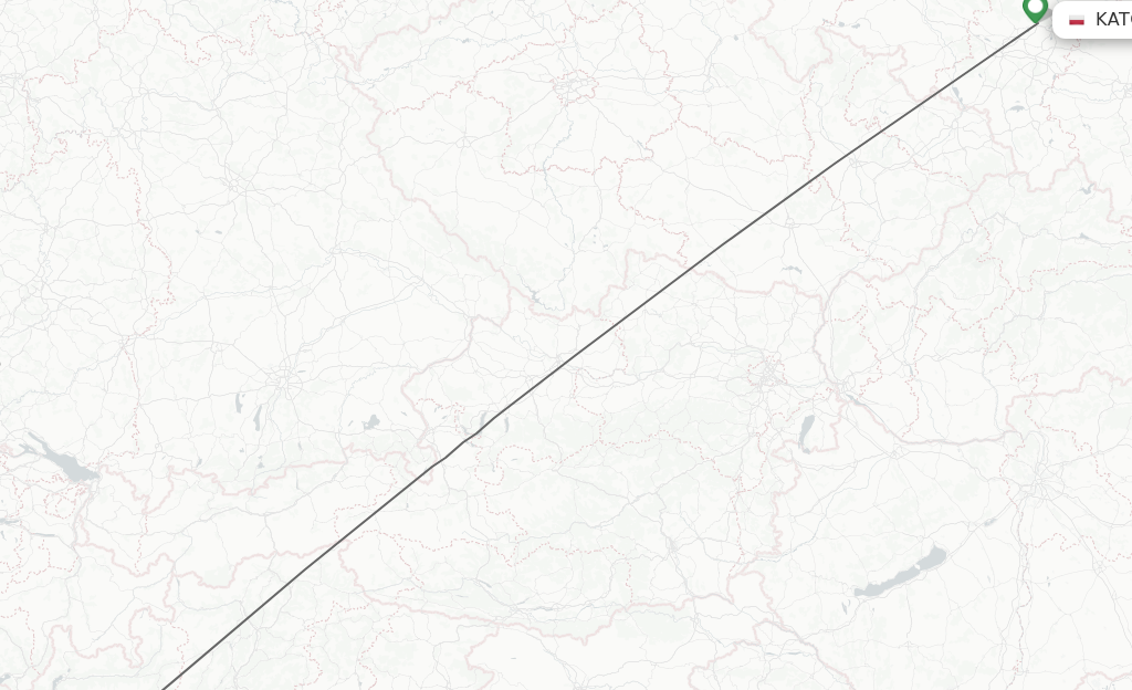 Flights from Katowice to Milan route map