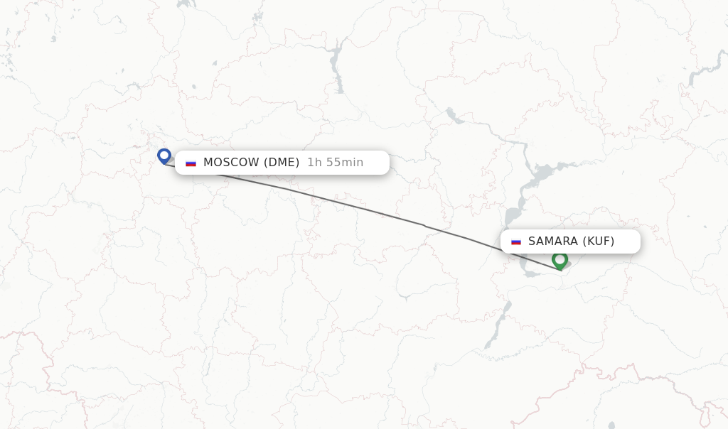 Flights from Samara to Moscow route map