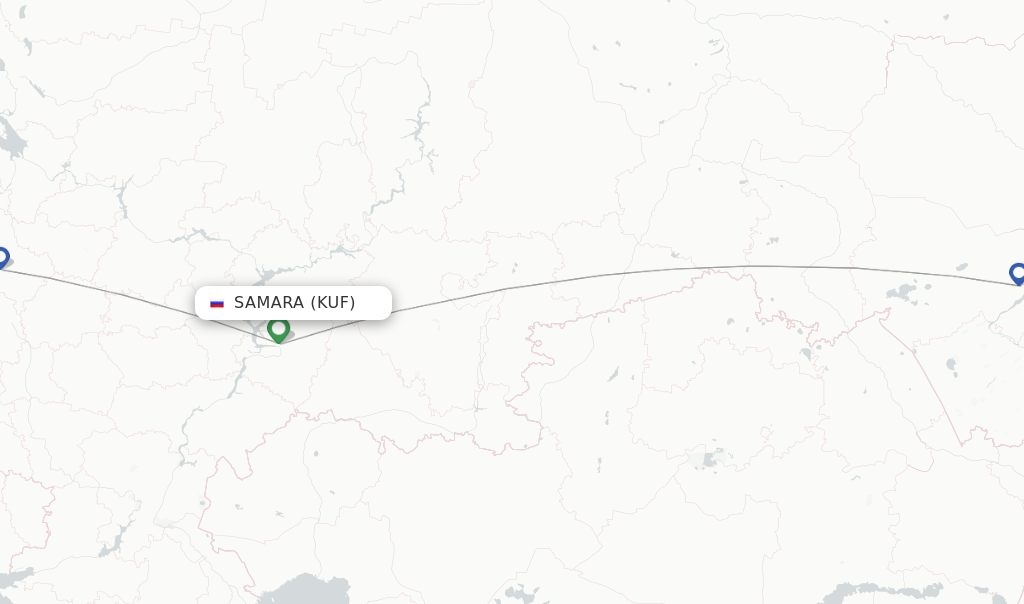 Route map with flights from Samara with S7 Airlines