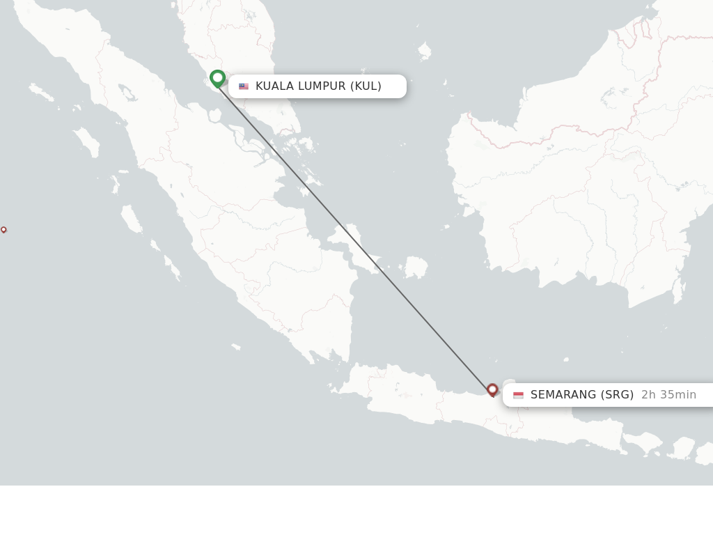 Flights from Kuala Lumpur to Semarang route map