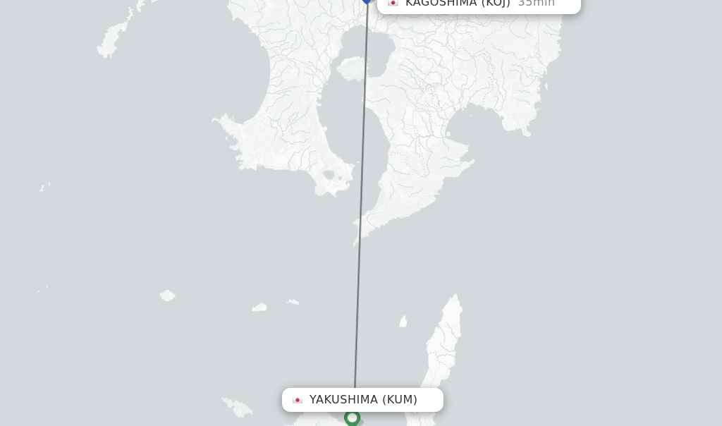 Flights from Yakushima to Kagoshima route map