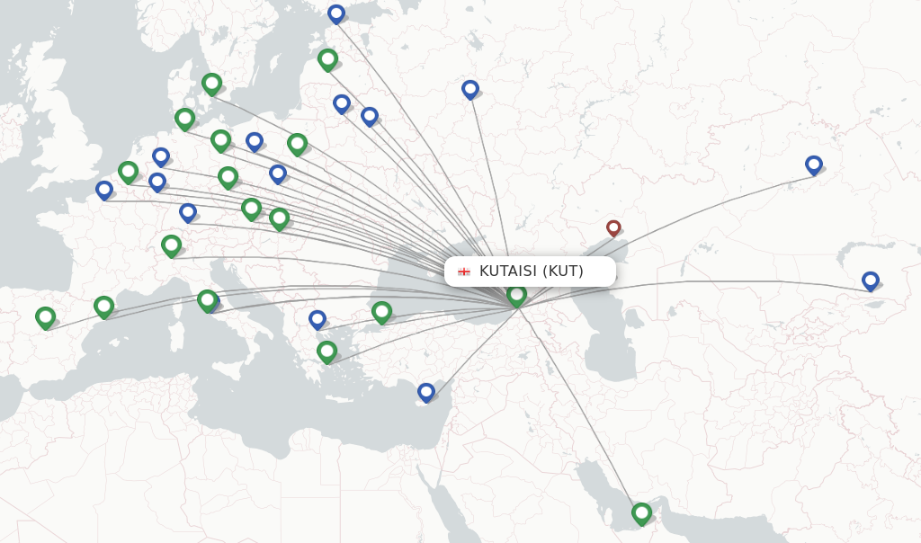 Kutaisi flight map