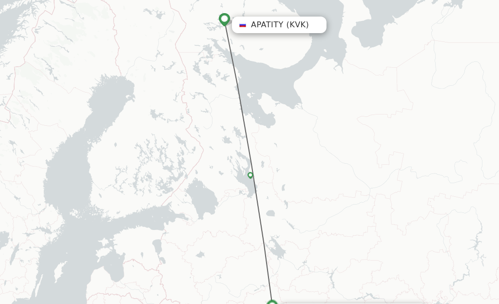 Flights from Kirovsk to Moscow route map
