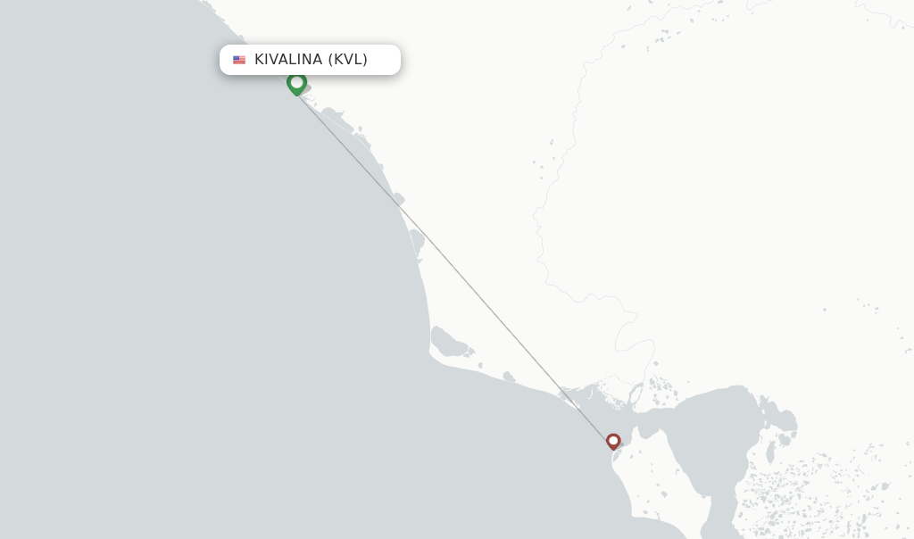 Route map with flights from Kivalina with Easy Fly Express