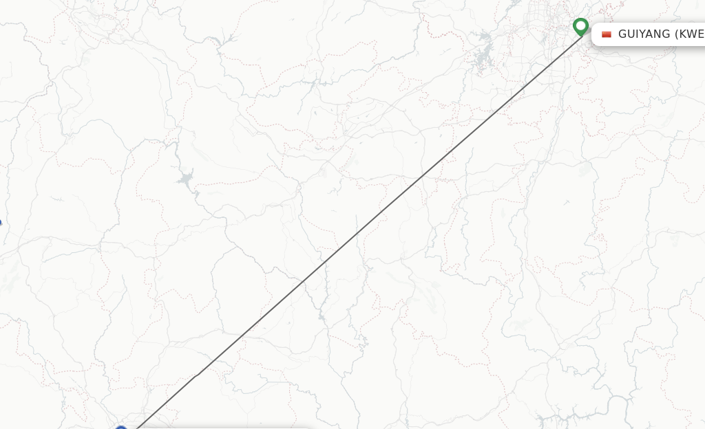 Flights from Guiyang to Xingyi route map