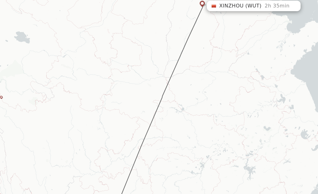 Flights from Guiyang to Xinzhou route map