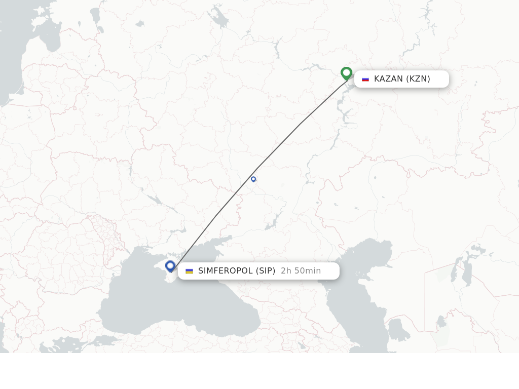 Flights from Kazan to Simferopol route map