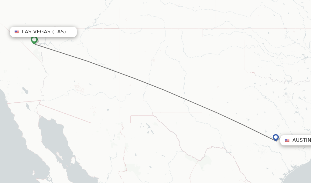 Flights from Las Vegas to Austin route map