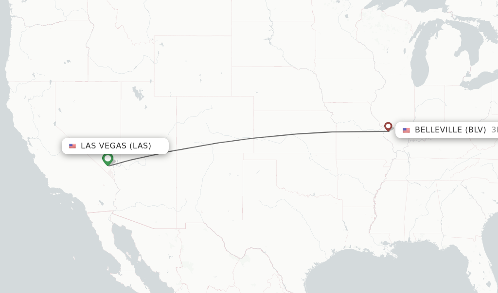 Flights from Las Vegas to Belleville route map