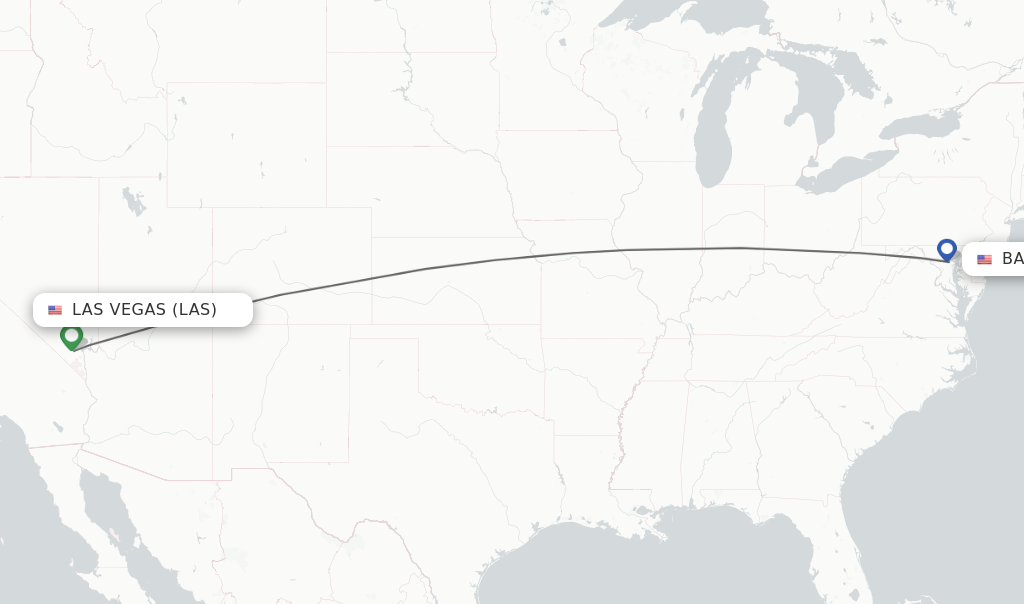 Flights from Las Vegas to Baltimore route map