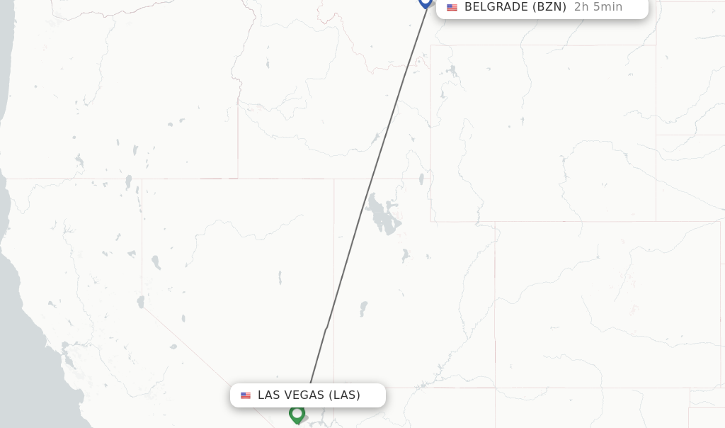 Flights from Las Vegas to Bozeman route map