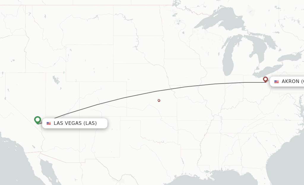 Flights from Las Vegas to Akron route map