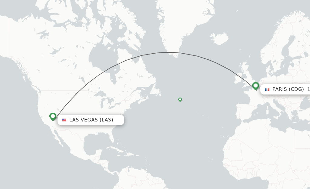 Flights from Las Vegas to Paris route map