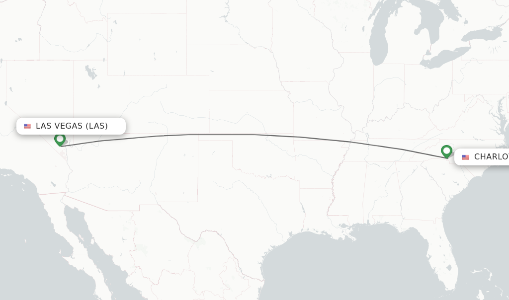 Flights from Las Vegas to Charlotte route map