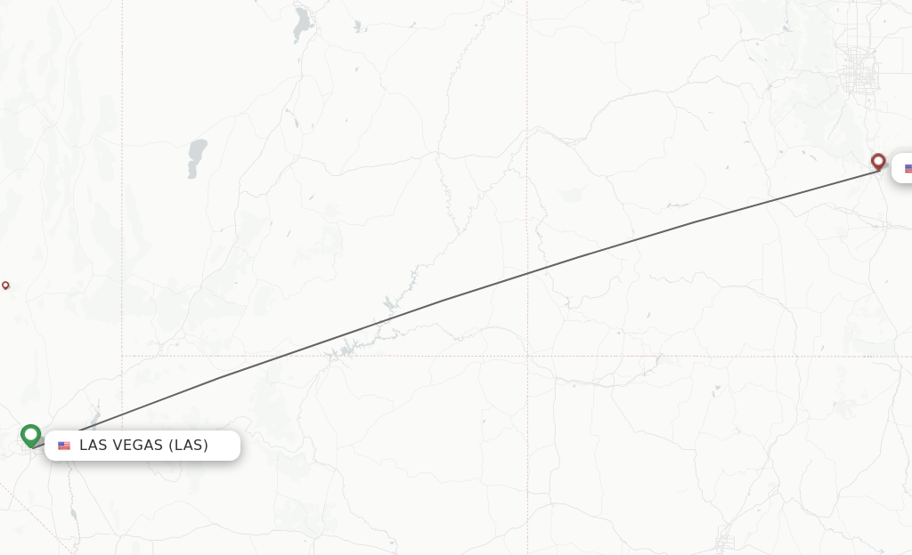 Flights from Las Vegas to Colorado Springs route map