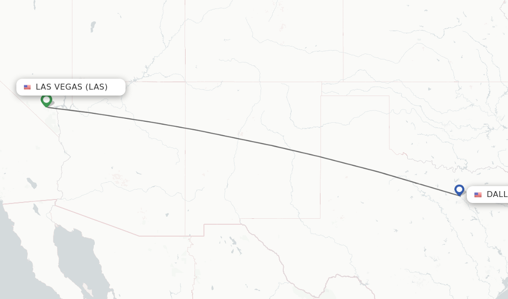 Flights from Las Vegas to Dallas route map