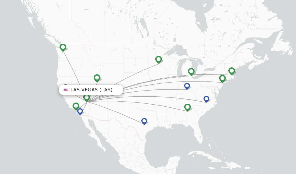 Route map with flights from Las Vegas with Delta