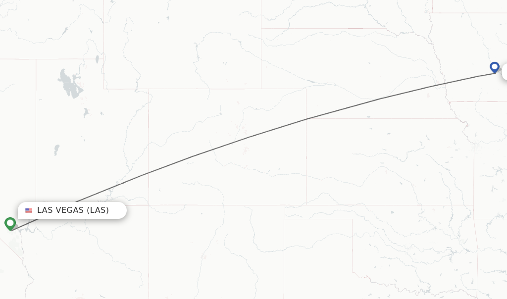Flights from Las Vegas to Des Moines route map