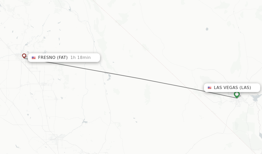 Flights from Las Vegas to Fresno route map