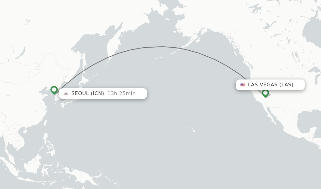Flights from Las Vegas to Seoul route map