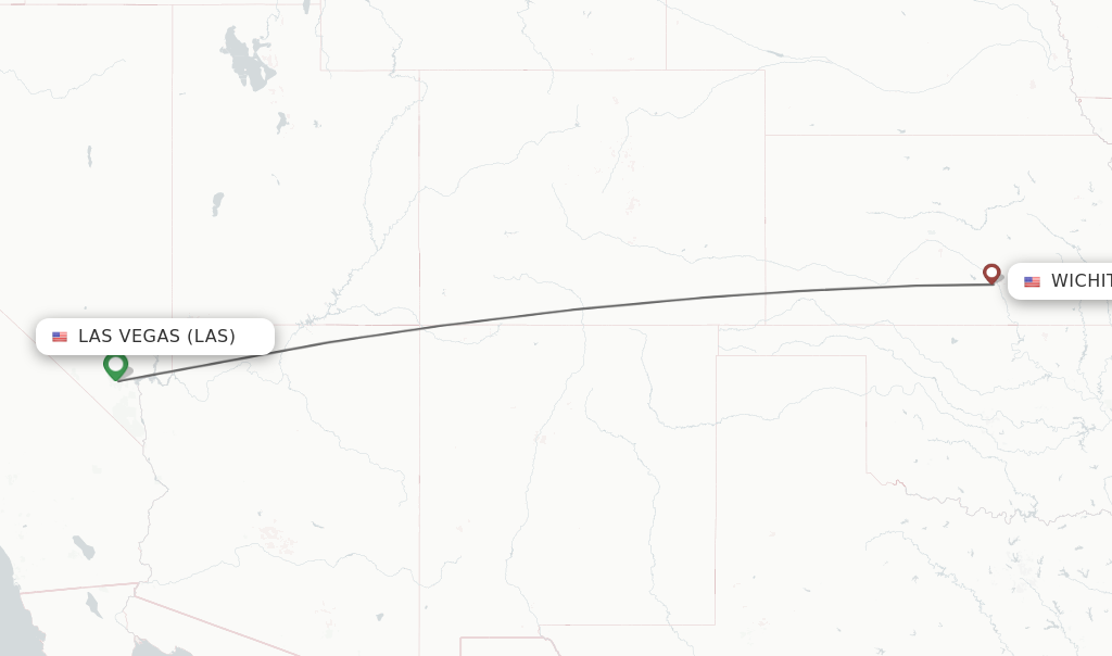 Flights from Las Vegas to Wichita route map