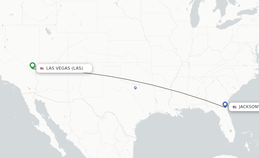 Flights from Las Vegas to Jacksonville route map