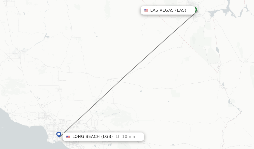 Flights from Las Vegas to Long Beach route map