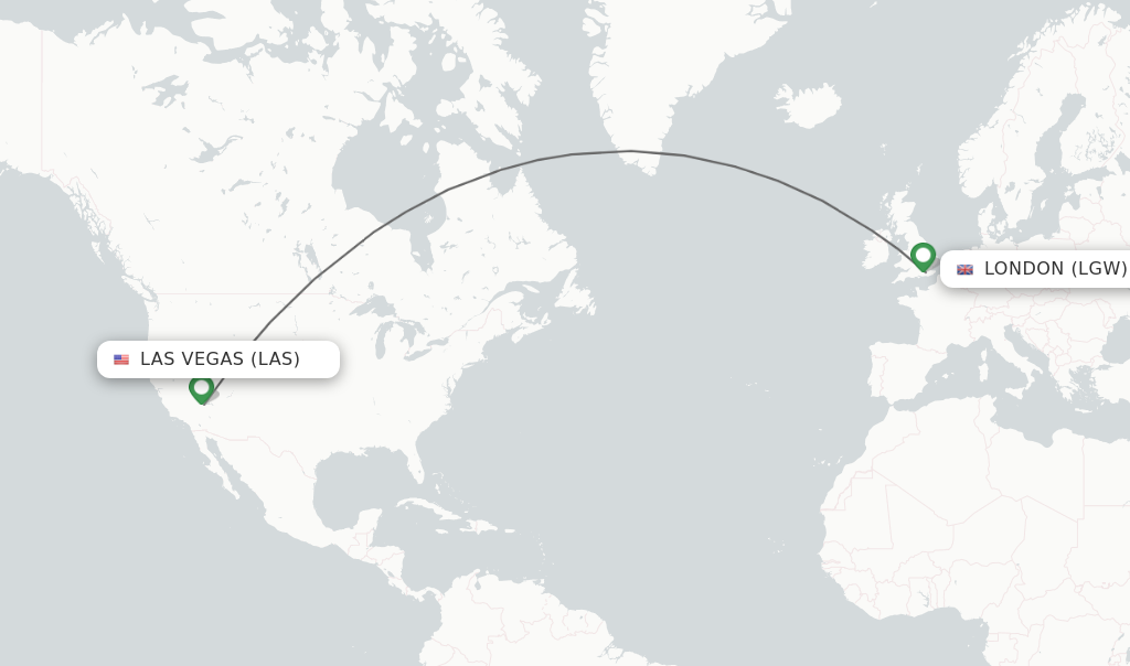 Flights from Las Vegas to London route map