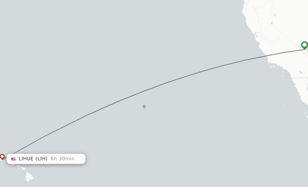 Flights from Las Vegas to Kauai Island route map