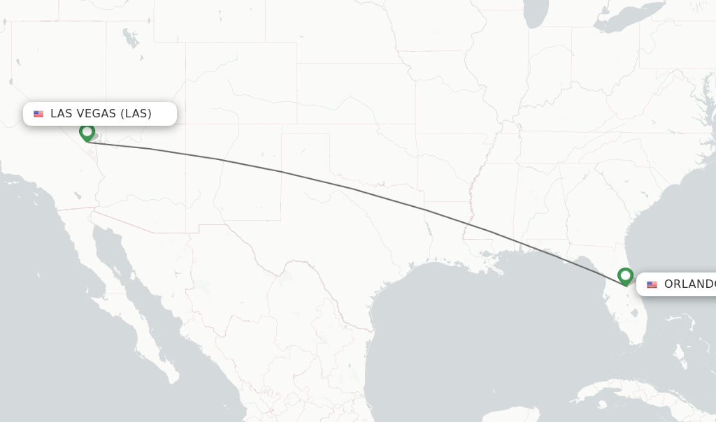 Flights from Las Vegas to Orlando route map