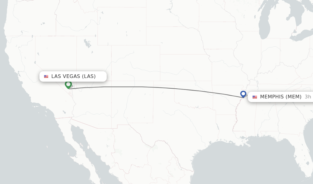 Flights from Las Vegas to Memphis route map