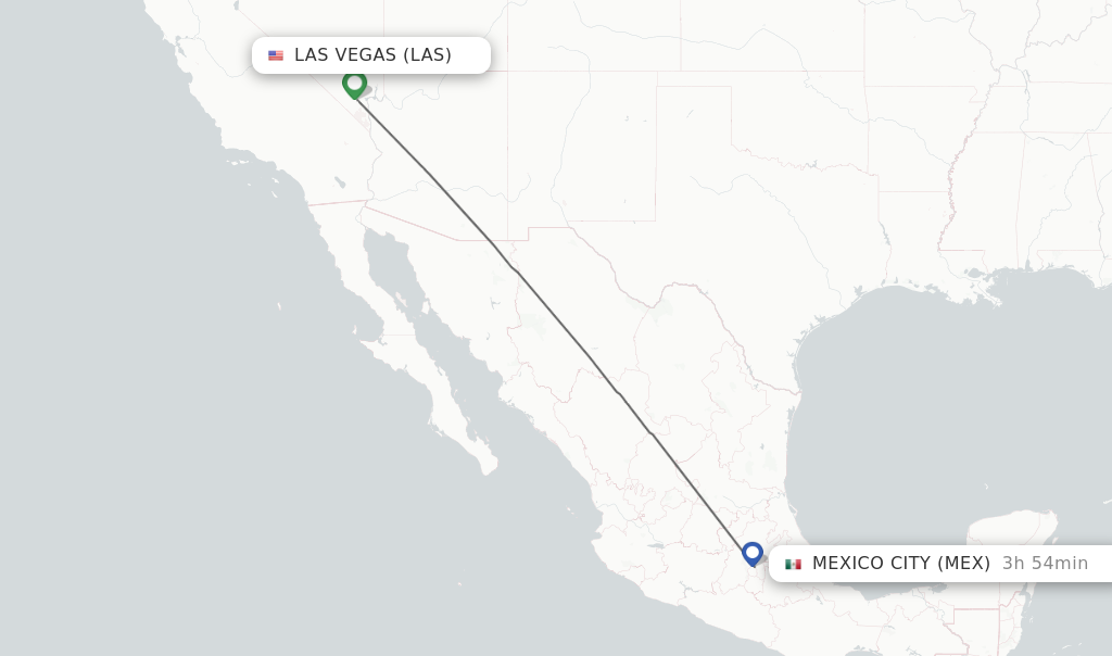 Flights from Las Vegas to Mexico City route map