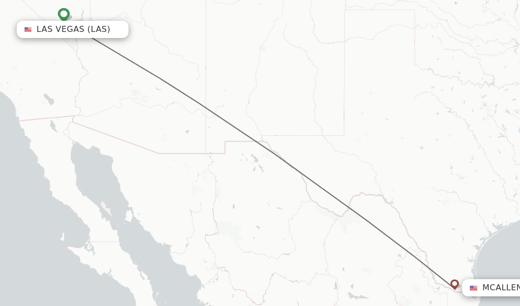 Flights from Las Vegas to McAllen route map
