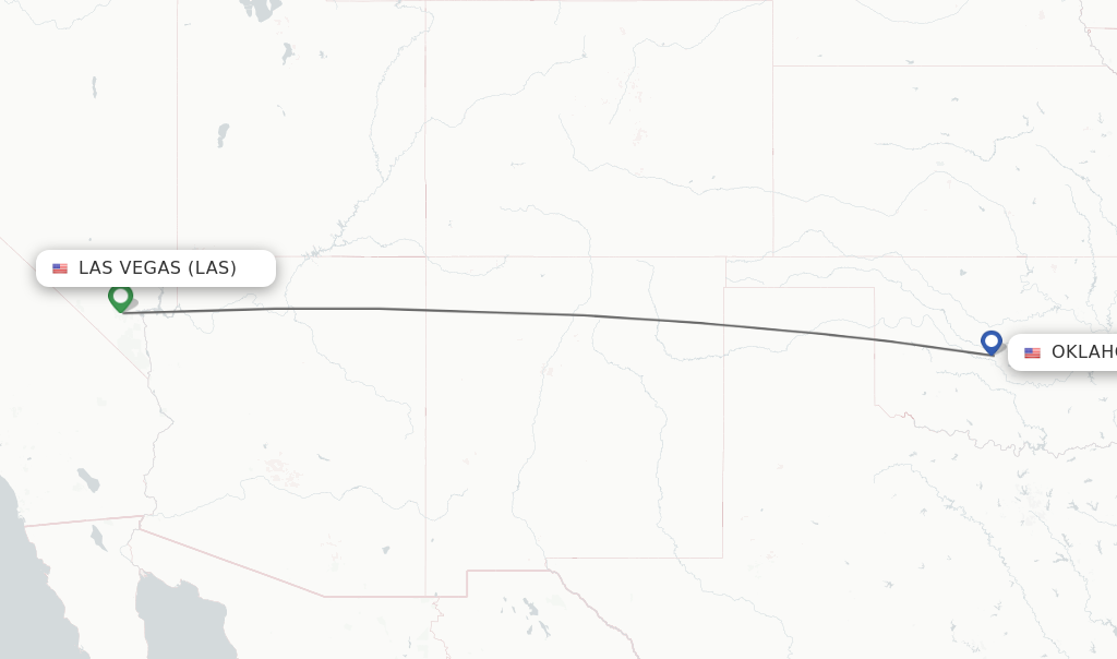 Flights from Las Vegas to Oklahoma City route map