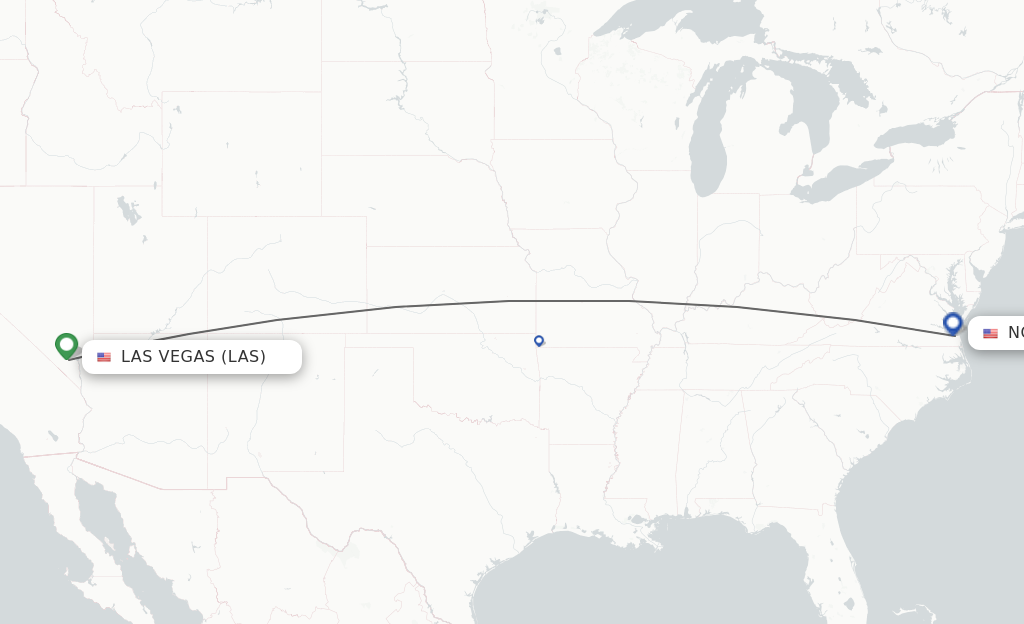 Flights from Las Vegas to Norfolk route map