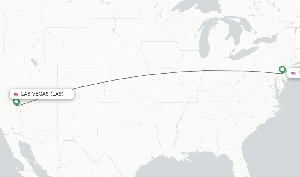 Flights from Las Vegas to Philadelphia route map