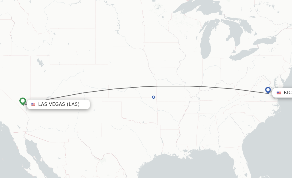 Flights from Las Vegas to Richmond route map