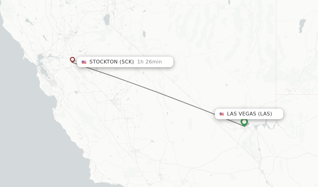 Flights from Las Vegas to Stockton route map
