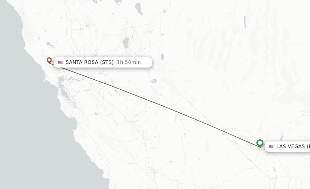 Flights from Las Vegas to Santa Rosa route map