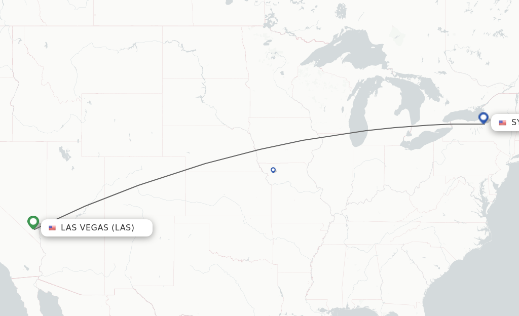Flights from Las Vegas to Syracuse route map