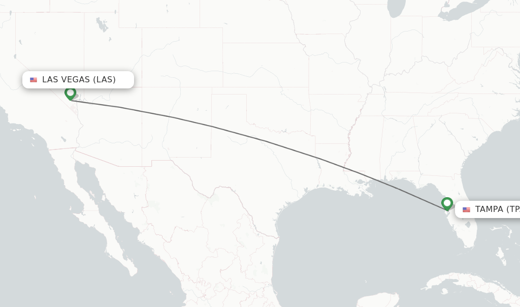 Flights from Las Vegas to Tampa route map