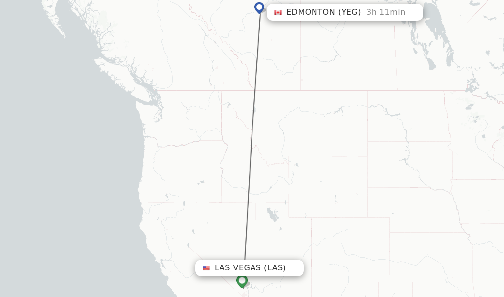 Flights from Las Vegas to Edmonton route map