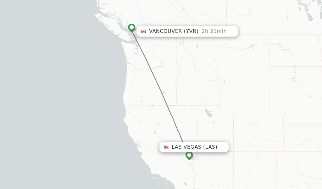 Flights from Las Vegas to Vancouver route map