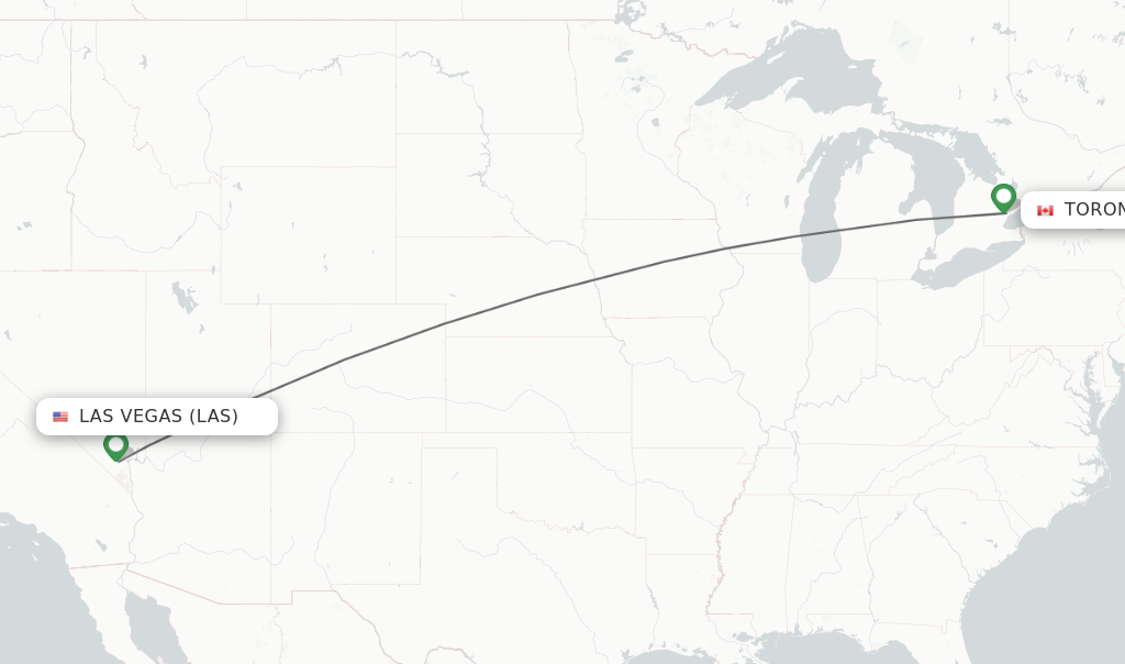 Flights from Las Vegas to Toronto route map